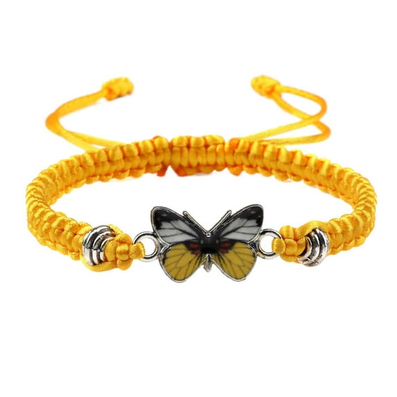 Fdelink a Bracelet Butterfly Bracelets for Teen Girls Adjustable String Butterfly Bracelets for Women Cute Butterfly Charm Bracelets Yellow