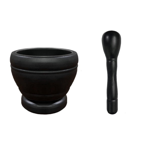 Fdelink and Mortar Natural Wooden Stone Cup and Crusher Set Herbal Manual Grinder, Bowl Garlic Press Grinder Crusher, Kitchen Mortar and Pestle