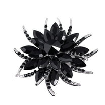 Fdelink the Brooch Three Colors Gold Plated Rhinestone Bouquet Flower Scarf Pin & Brooch Black