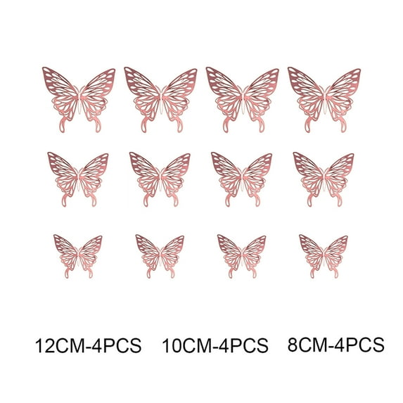 Fdelink the Sticker 3D Hollow Butterfly Wall Stickers Home Decor Cardboard Butterfly Wall Stickers Rose Gold