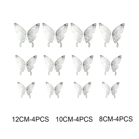 Fdelink the Sticker 3D Hollow Butterfly Wall Stickers Home Decor Cardboard Butterfly Wall Stickers Silver