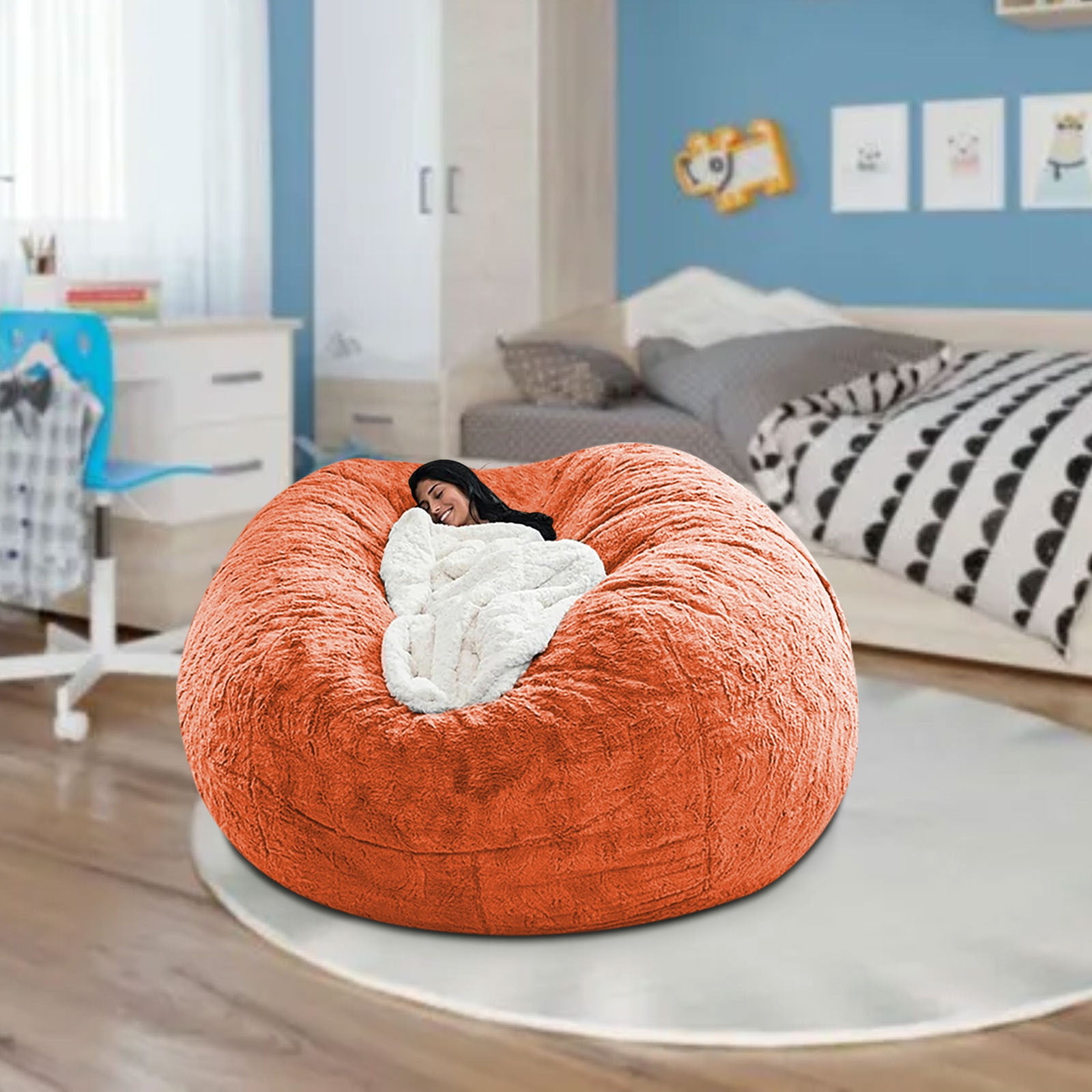Fdgsdf Bean Bag Chair for Adults Kids Without Filling Comfy Fluffy Giant Round Beanbag Lazy Sofa Cover for Living Room Bedroom Office Home Decoration