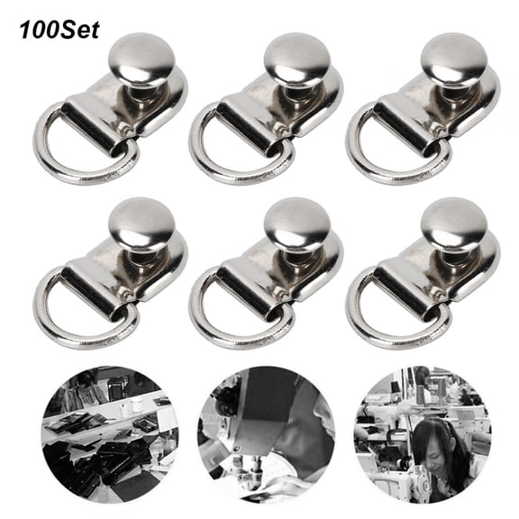 Fdit 100 Sets Shoe Lace Hooks D-Ring Eyelet Buckle Brass Boot Hooks Lace Safety Shoelace Buckles For Repair Climb Hiking Shoes Work Outdoor Mountaineering Boots