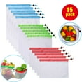thumbnail image 1 of Fdit 15 Pcs Reusable Mesh Produce Bags Grocery Fruit Vegetable Storage Shopping Pouch, 1 of 9