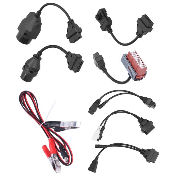 Fdit 8pcs Full Set Car Cables OBD Diagnostic Line Power Cord Kit Diagnose Converter