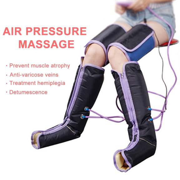 Fdit Air Compression Leg Massager Electric Circulation Leg Wraps For Foot Ankles Calf (Dark Blue)