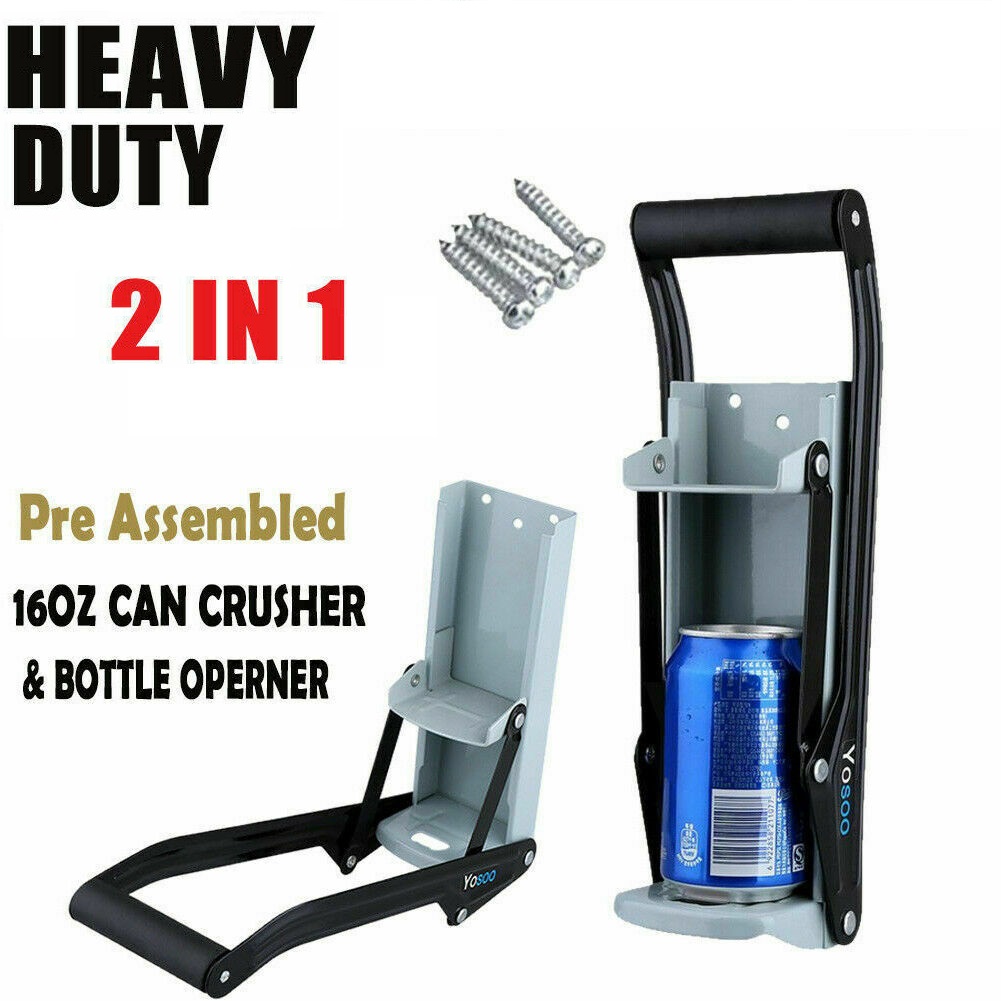 Fdit Beer Can Crusher,16oz Wall Mounted Home Dispensing Can Crusher Smasher Beer Soda Cans Crushing Recycling Tool,2-in-1 Aluminum Can Crusher - image 1 of 12