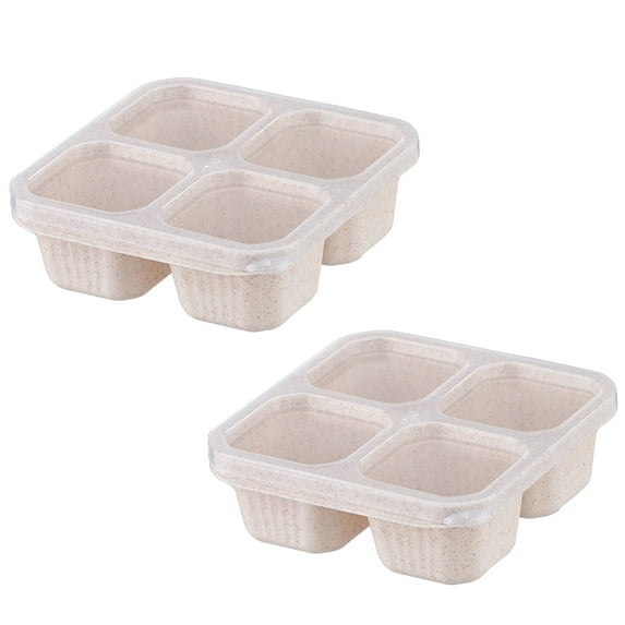 Fdksdf Lunch Box Set 4 Compartment Wheat Straw Meal Prep Food Storage Containers Plastic,Reusable Meal Prep Lunch Containers For Kids Adults Divided Food Storage Containers