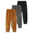 thumbnail image 1 of Fdqin Boys Fleece Pants 3 Pcs Warm Soft Fleece-Lined Pant Elastic Waist Winter Sweatpants Brown Grey Black 5-6 Years, 1 of 7