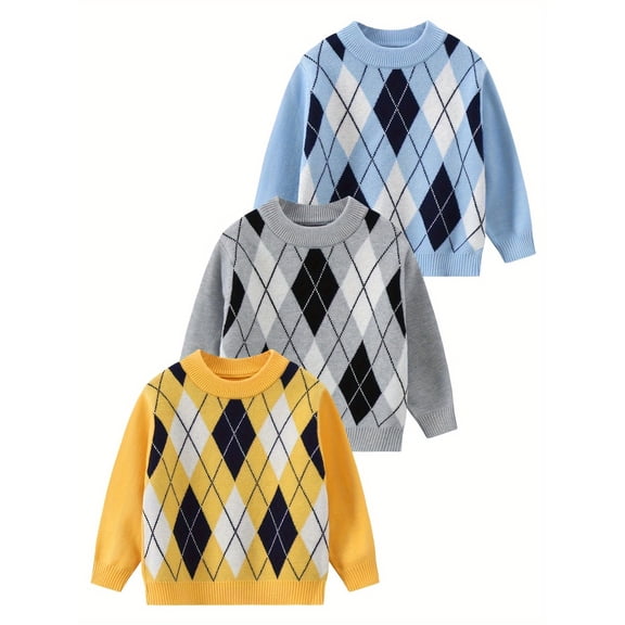 Fdqin Boys Girls Sweaters Kids Long Sleeve Crew Neck Pullover Casual Loose Knit Tops for Fall Winter,3-4Y