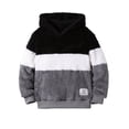 thumbnail image 1 of Fdqin Boys Hoodies Fuzzy Fleece Pullover Color Block Sweatshirt Casual Loose Outwear Fall Winter Clothes White 5-6 Years, 1 of 8