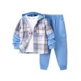 thumbnail image 1 of Fdqin Boys Outfit Sets 2Pcs Flannel Plaid Shirt and Pants Set Hoodie Sweatsuit for Fall Winter Spring Kids Clothes Blue 4-5T, 1 of 10