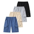 thumbnail image 1 of Fdqin Boys Shorts 4 Pcs Summer Cargo Elastic Waist Jogger Sports Athletic Short with Pocket Grey Apricot Black Blue 3-4 Years, 1 of 9