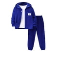 thumbnail image 1 of Fdqin Boys Sweatsuit 2 Piece Button Front Hoodie Pants Set for Kids Outfits Fall Winter Clothes Blue 4-5 Years, 1 of 7