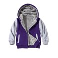thumbnail image 1 of Fdqin Boys Zip Up Hoodie Fleece Jacket Kids Sherpa Lined Winter Coat Outdoor Warm Sweatshirt Purple 4-5 Years, 1 of 7