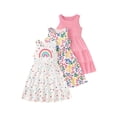 thumbnail image 1 of Fdqin Girls Dresses 3Pcs Floral Print Swing Sundress Sleeveless Cute Summer Midi Dresses Casual Kids Tank Dresses White Colorful Pink 11-12 Years, 1 of 7