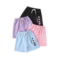 thumbnail image 1 of Fdqin Girls Shorts 4 Pcs Heart Print Athletic Kids Workout Short Beach Summer Vacation Pants Pink Purple Blue Black 4-5 Years, 1 of 7
