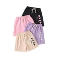 thumbnail image 1 of Fdqin Girls Shorts 4 Pcs Heart Print Athletic Kids Workout Short Beach Summer Vacation Pants Pink Purple Khaki Black 9-10 Years, 1 of 7