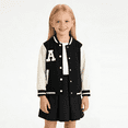 thumbnail image 1 of Fdqin Girls Skirt Set 2 Piece Outfits Button up Jacket Sweatshirt and Pleated Mini Skirts Fall Winter Clothes Black 11-12 Years, 1 of 10