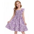thumbnail image 1 of Fdqin Girls Summer Dress Floral Ruffle Square Neck Sleeveless A-Line Cute Sundress for Beach Party, Purple Floral,13-14Y, 1 of 8