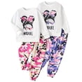 thumbnail image 1 of Fdqin Girls Sweatsuit 4 Pcs Long Sleeve Cartoon Print Sweatshirts and Cargo Sweatpants Fall Winter Clothing Sets Pink Purple 11-12 Years, 1 of 6