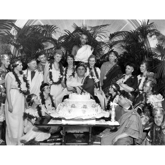 Fdr Celebrating His 52Nd Birthday At A Toga Party. Jan. 30 History (24 x 18)