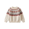 thumbnail image 1 of Fdrone Baby Toddler Boys Girls Knit Cotton Christmas Sweatshirt Fair Isle Sweater Vintage Chunky Knit Crewneck Pullover Winter Warm Cozy Cute Graphic Trendy Top, 1 of 4