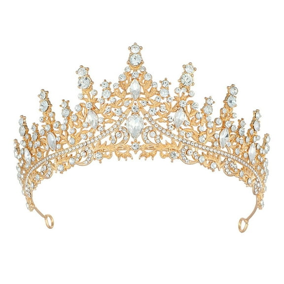 Fdrone Birthday Crown with Sash for Women, Headband Hair Accessories for Wedding Party Gold Birthday Gifts & Decorations Mom Birthday Gift