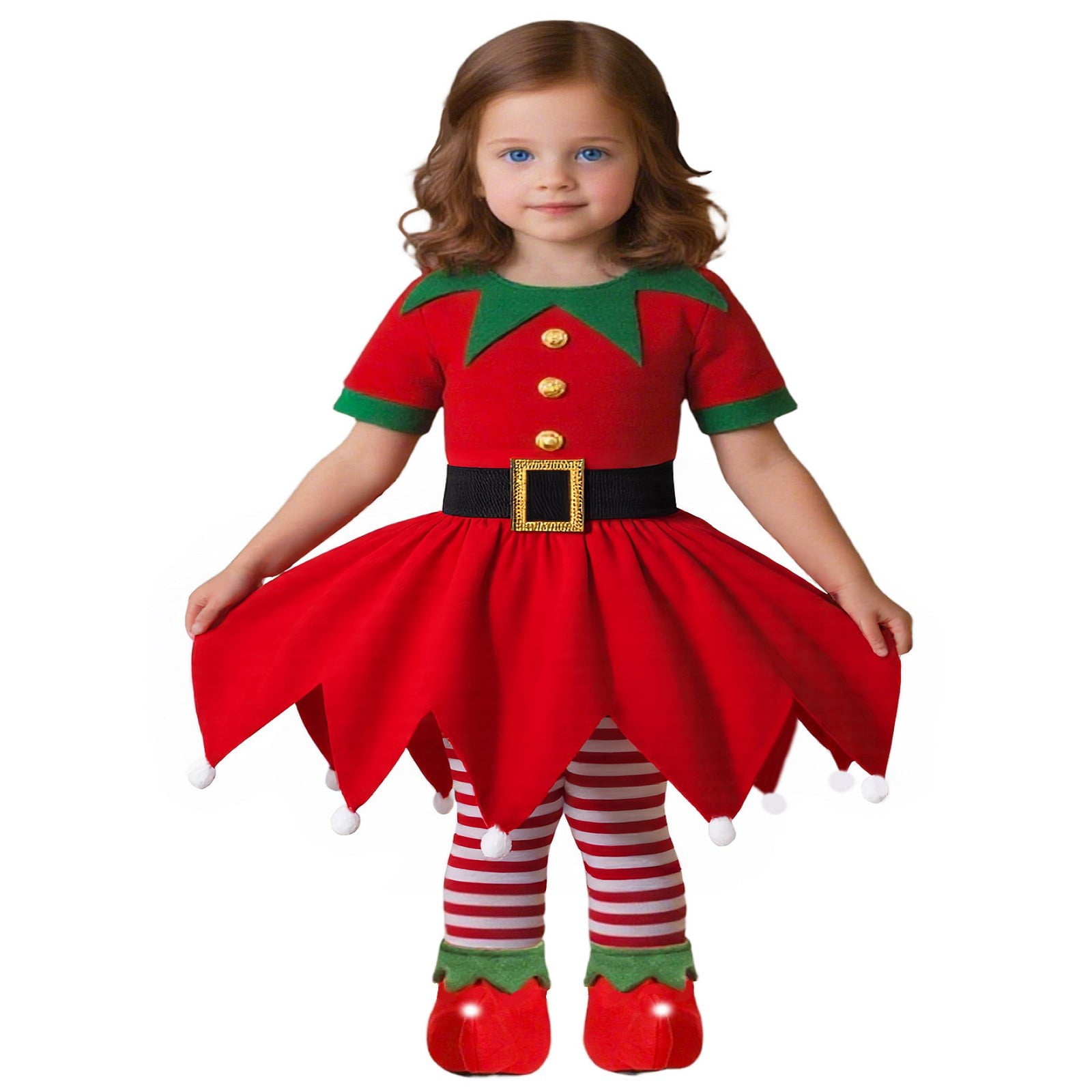 Fdrone Kids Girls Boys Elf Costume Christmas Elf Costume Festive Santa — free download
