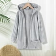 thumbnail image 1 of Fdrone Kids Girls Cotton Ribbed Hooded with Pockets Open Front Knit Long Cardigan Lightweight Long Sleeve Solid Color Soft Comfy Tops Fall Loose Cozy Trendy Coats, 1 of 8