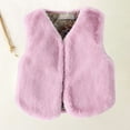 thumbnail image 1 of Fdrone Kids Girls Faux-Fur Sleeveless Vest Padded Open Front Sherpa Fleece Coat Loose Outwear Toddler Winter Thick Warm Fuzzy Outerwear, 1 of 2