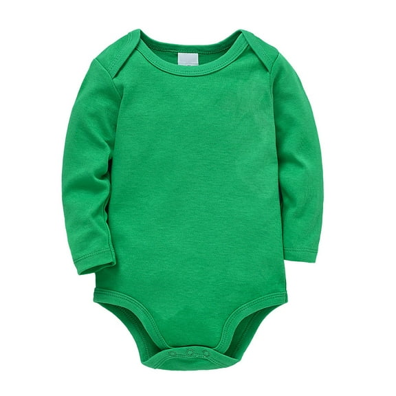 Fdrone Newborn Baby Button Solid Color Cotton Long Sleeve Bodysuit One-Piece Crewneck Romper Infant Jumpsuit Boy Girl Fall Romper Bodysuit