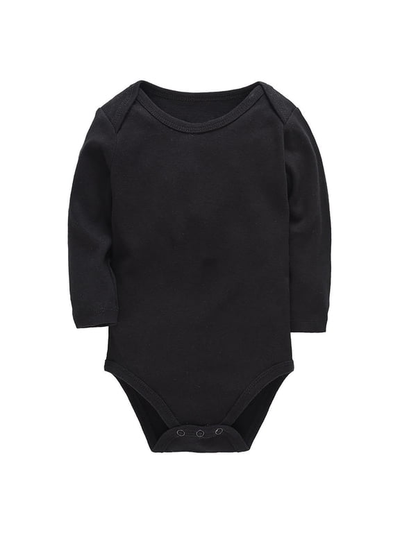 Newborn Baby Button Solid Color Cotton Long Sleeve Bodysuit One-Piece Crewneck Romper Infant Jumpsuit Boy Girl Fall Romper Bodysuit