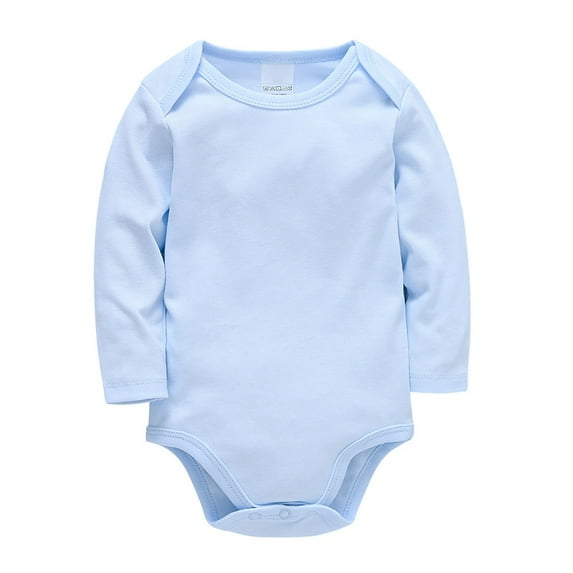 Fdrone Newborn Baby Button Solid Color Cotton Long Sleeve Bodysuit One-Piece Crewneck Romper Infant Jumpsuit Boy Girl Fall Romper Bodysuit