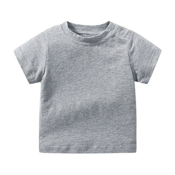 Fdrone Toddler Baby Boys Girls Solid Color Short Sleeve Crew Neck T-Shirts Casual Crewneck Tops Tees Shirts Summer Sweatshirt Basic Tee Solid Casual Clothes (12-18 Months, Grey)