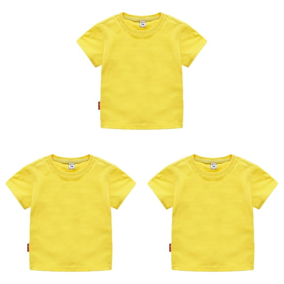 Fdrone Toddler Boys Girls Unisex Short Sleeve Tops Solid Color Shirts Crew Neck Solid Color Basic Cotton Tee Kids T-Shirt Summer Clothes