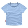thumbnail image 1 of Fdrone Toddler Boys Girls Unisex Short Sleeve Tops Solid Color Shirts Crew Neck Solid Color Basic Cotton Tee Kids T-Shirt Summer Clothes (18-24 Months, D), 1 of 8