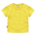 thumbnail image 1 of Fdrone Toddler Boys Girls Unisex Short Sleeve Tops Solid Color Shirts Crew Neck Solid Color Basic Cotton Tee Kids T-Shirt Summer Clothes (9-12 Months, Yellow), 1 of 8