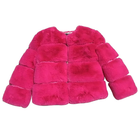 Fdrone Toddler Girls Faux Fur Short Coats Winter Fuzzy Fleece Coat Kids Plus Size Solid Color Jacket Baby Long Sleeve Thick Plush Warm Outwear Coat