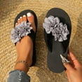 thumbnail image 1 of Fdrone Wedge Sandals for Women Mesh Flower Flats Flip-Flops Foam Sole Slippers Sandals with Arch Support Summer Beach Comfort Vacation Trendy Slide Sandal, 1 of 5