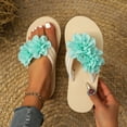 thumbnail image 1 of Fdrone Wedge Sandals for Women Mesh Flower Flats Flip-Flops Foam Sole Slippers Sandals with Arch Support Summer Beach Comfort Vacation Trendy Slide Sandal, 1 of 6