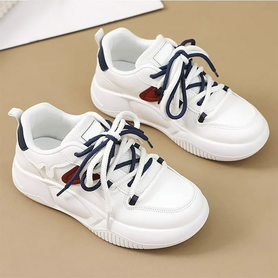 Fdrone Women Y2K Flat Platform Chunky Sole Sneakers Style Casual Retro Non Slip Kawaii Neutral Cute Walking Shoes Tennis Racquet Sport Lightweight Running Footwear