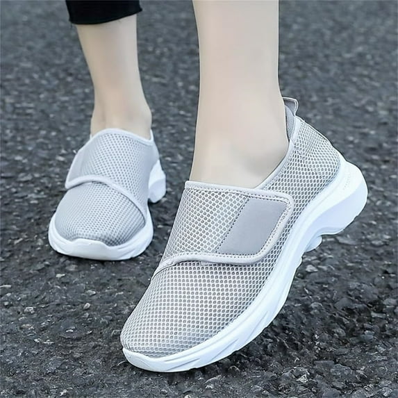 Fdrone Women's Mesh Orthopedic Shoes New Adjustable Strap Soft Sole Shoes Soft Sneakers Walking Slip on Foam Shoe Hands Free Arch Support Sneakers