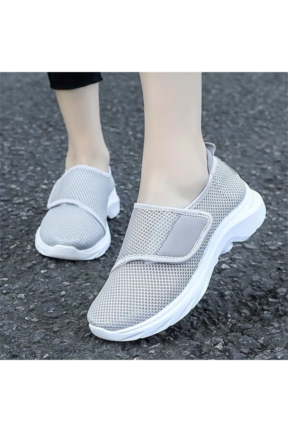 Women's Mesh Orthopedic Shoes New Adjustable Strap Soft Sole Shoes Soft Sneakers Walking Slip on Foam Shoe Hands Free Arch Support Sneakers