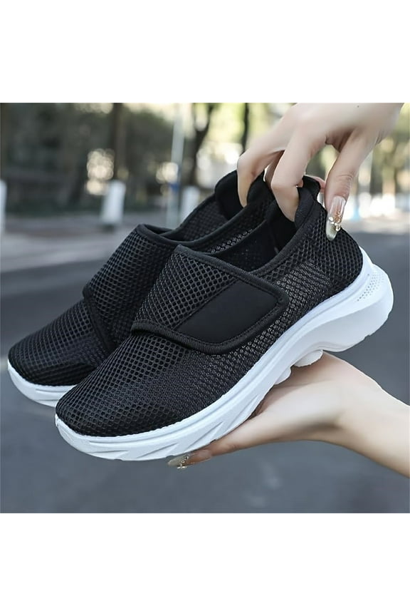 Women's Mesh Orthopedic Shoes New Adjustable Strap Soft Sole Shoes Soft Sneakers Walking Slip on Foam Shoe Hands Free Arch Support Sneakers