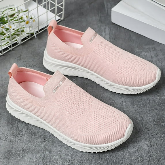 Fdrone Womens Athletic Walking Shoes Slip On Shoes Sneakers ace Up Sports Shoes Non Slip Running Shoes Fashion Versatile Laceless Casual Breathable Lightweight Mesh Knit
