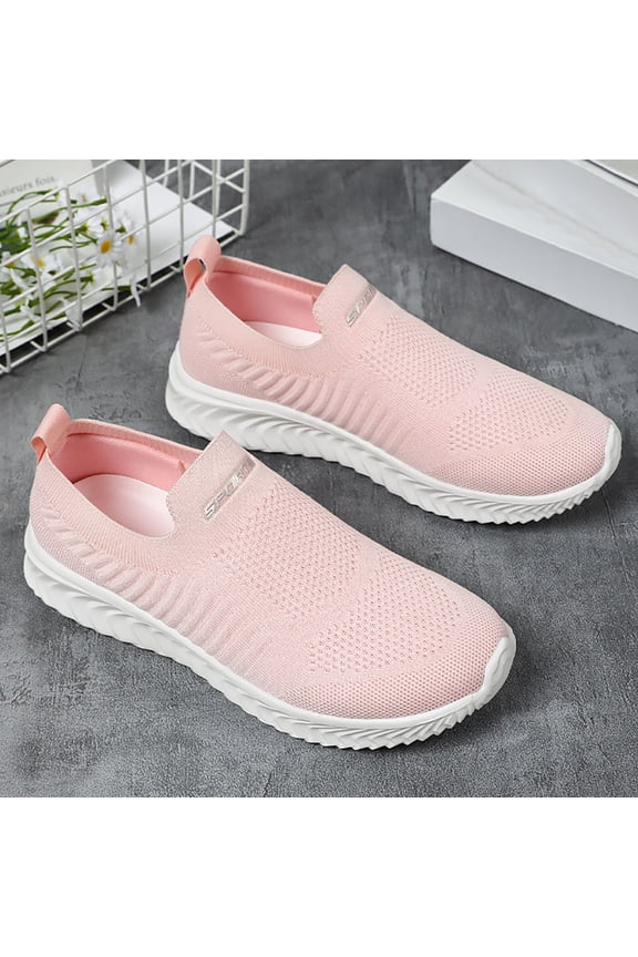 Womens Athletic Walking Shoes Slip On Shoes Sneakers ace Up Sports Shoes Non Slip Running Shoes Fashion Versatile Laceless Casual Breathable Lightweight Mesh Knit