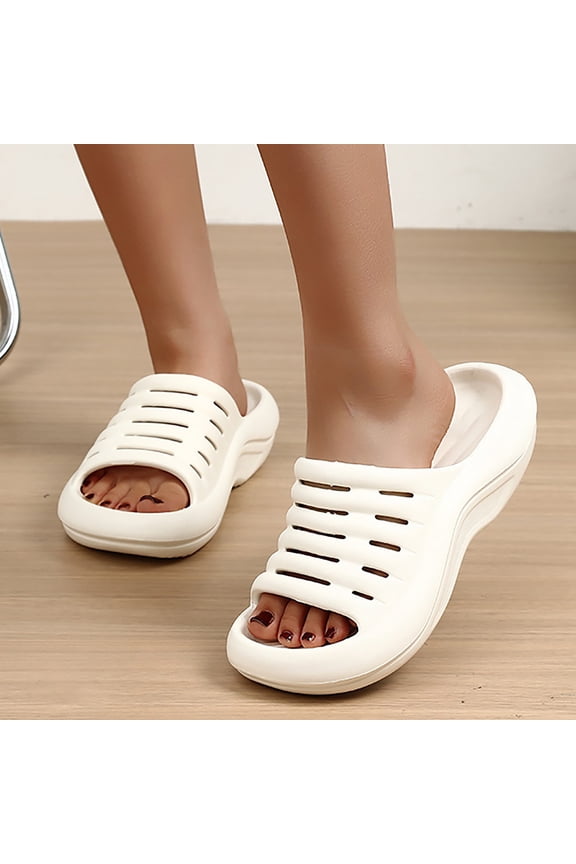 Womens Recovery Sandals with Plantar Fasciitis Support Orthotic Open Toe Comfortable Slides Thick Cushion Reduces Stress on Feet Joints & Back Post-Exercise