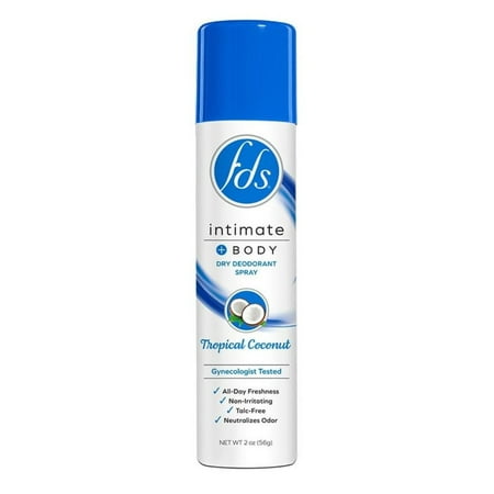Fds Intimate + Body Dry Spray Deodorant Tropical Coconut 2oz (Pack of 2)