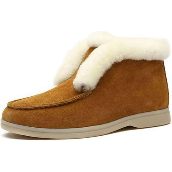 FdskwkyWinter Dress Boots For Women 2024 Warm Fur Lined Snow Ankle Booties Fashion Comfortable Slip On Loafers Shoes